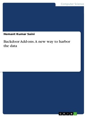 cover image of Backdoor Add-ons. a new way to harbor the data